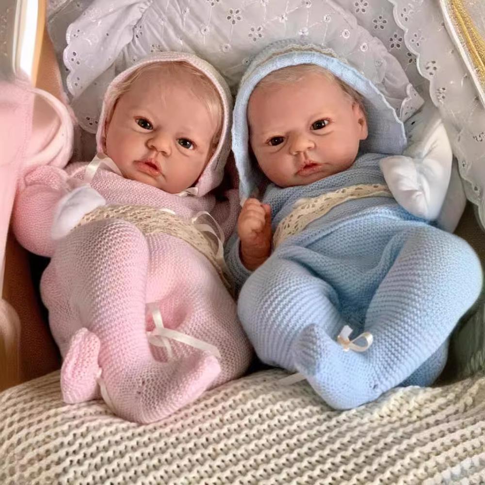 Realistická 18palcová reborn panenka Dvojčata Evi Soft Touch Bavlněné tělíčko Bebes Novorozená panenka Batole Ručně vyrobený implantát Vlasy Realistické hračky pro panenky pro děti