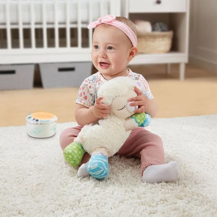 Veilleuse Musicale Lapin En Peluche - Multicolore - Sons Apaisants - Minuteur - 3 Disques Lumineux