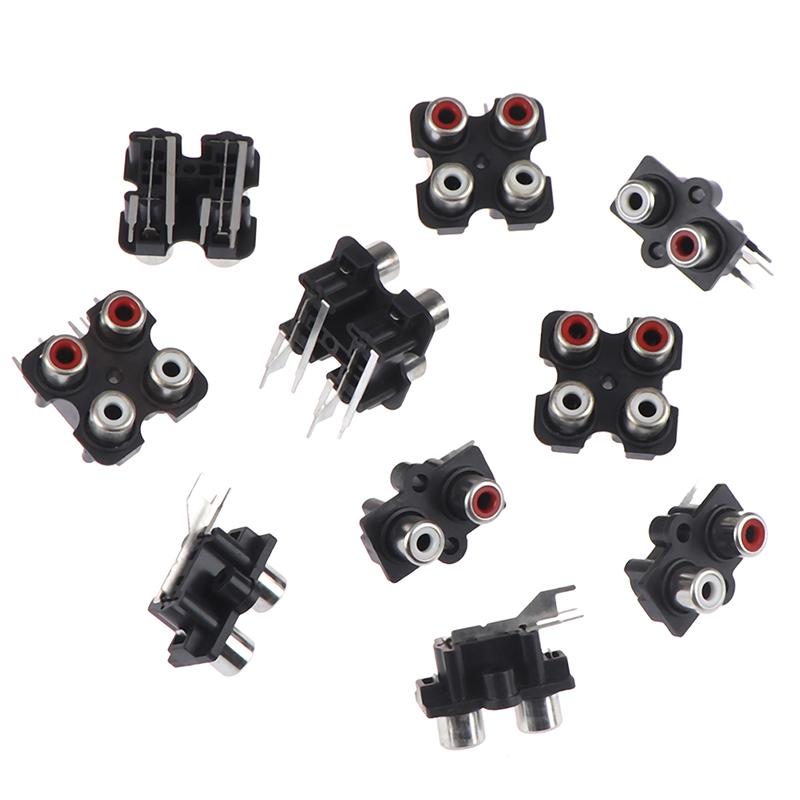5Pcs 2/4 hole RCA Female Stereo audio Jack AV Audio input socket Connector Lotus row Amplifier Interface Signal connection