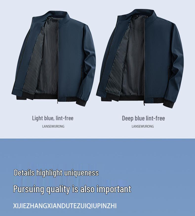 Men's Slim Fit Windproof Jacket - American Business Casual, Stand Collar, Plus Velvet, Warm & Wear-Resistant.