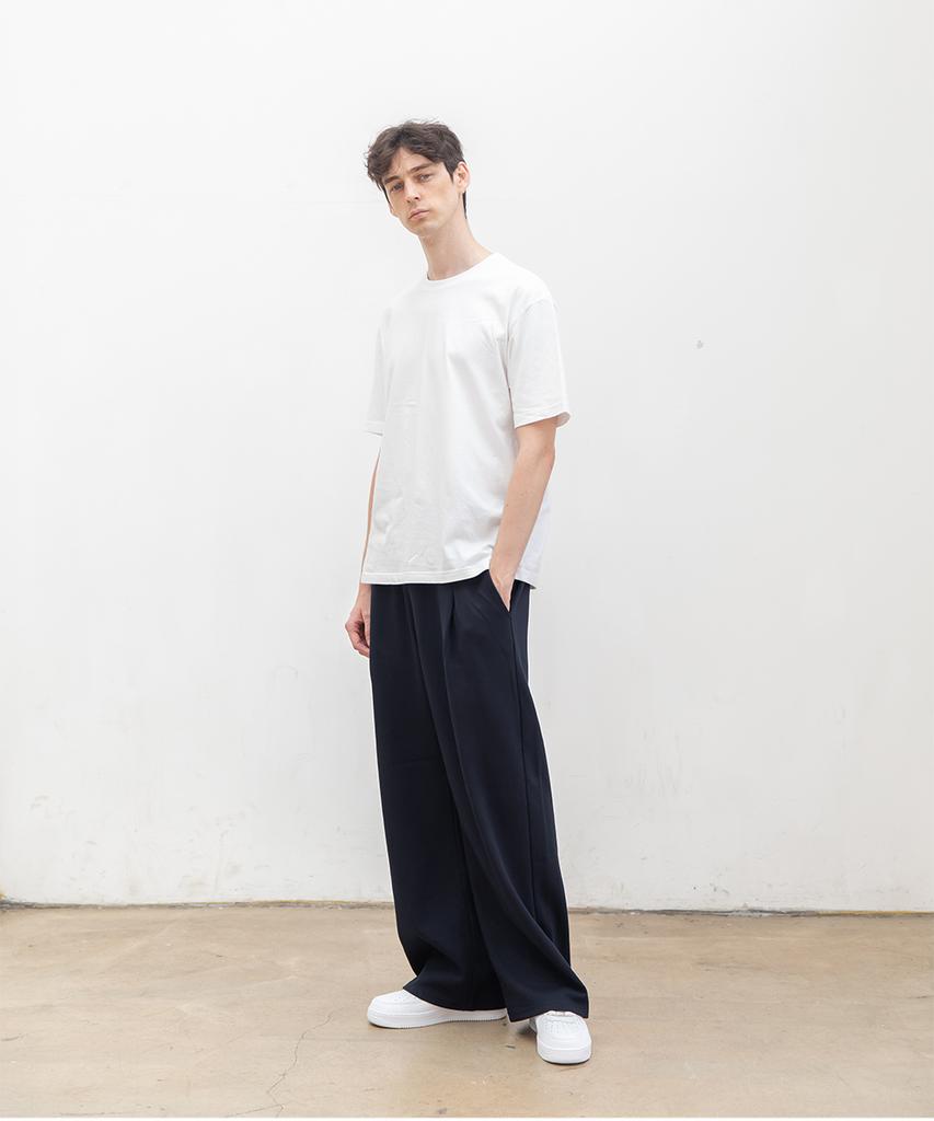 CHAMBROS Point Logo Pintuck Wide Sweatpants [Navy]