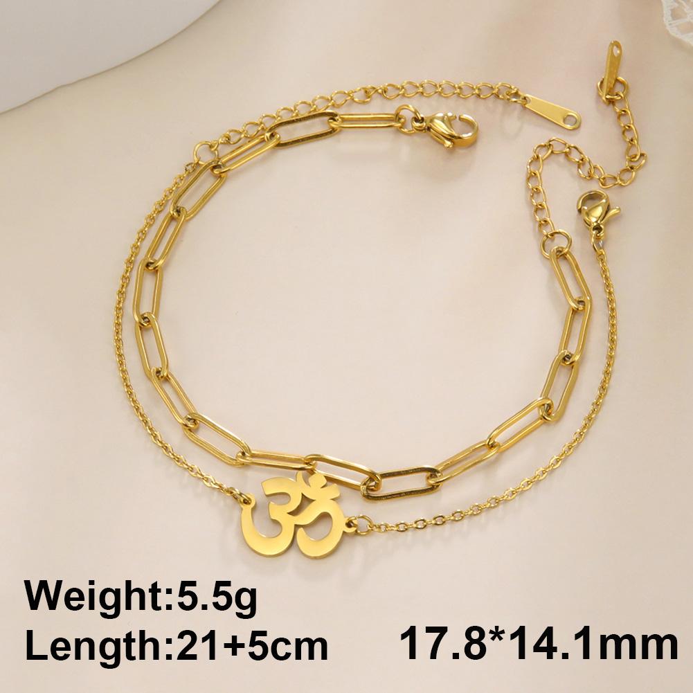 Dawapara Aum Om Ohm Sanskrit Symbol Anklets Bracelet Hindu Yoga Ankle Chain Bracelets Stainless Steel Spiritual Jewelry