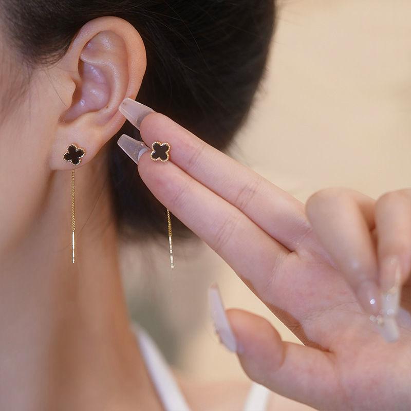 Four-leaf Clover Ear Line Hoop Earrings Women Elegant Fashion Jewelry