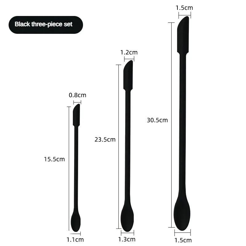 3 Adet Silikon Spatula Seti Çift Başlı Kazıyıcı Kozmetik Reçel Krem Derin Şişe Mini Spatula Uzatılmış Küçük Uçlu Spa Makyaj Aracı