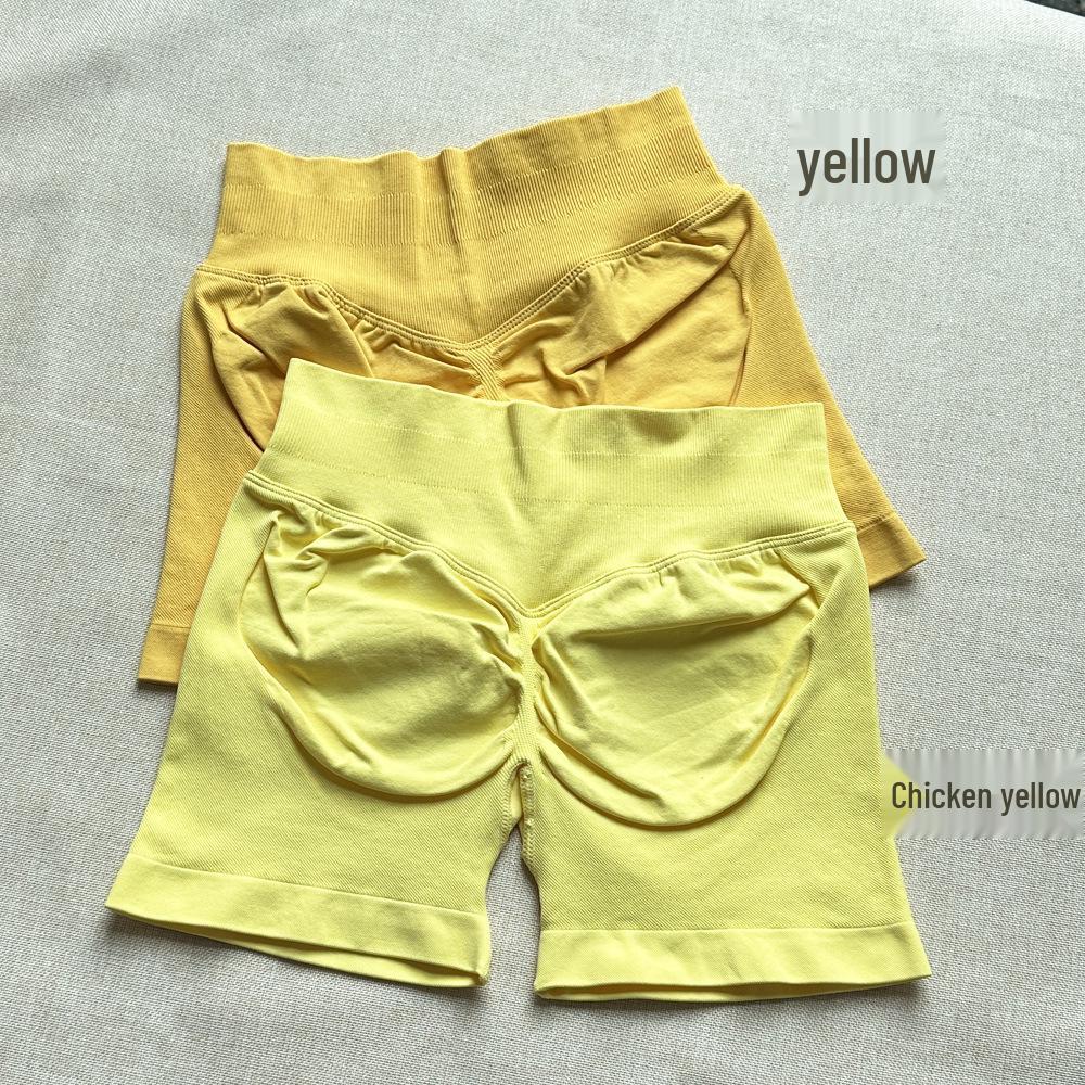 DFYNE Candy Color Raffung Nahtlose Yoga-Shorts - Dreiteiliger Bund, Enge Passform