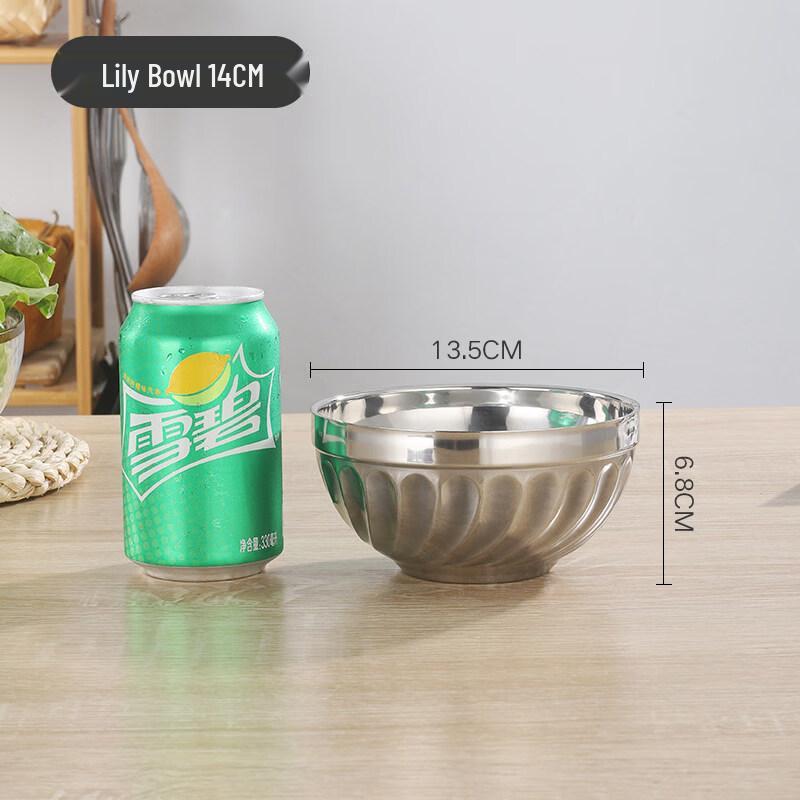 14CM Double-Layer Stainless Steel Anti-Scald Canteen Bowls (Set of 10)