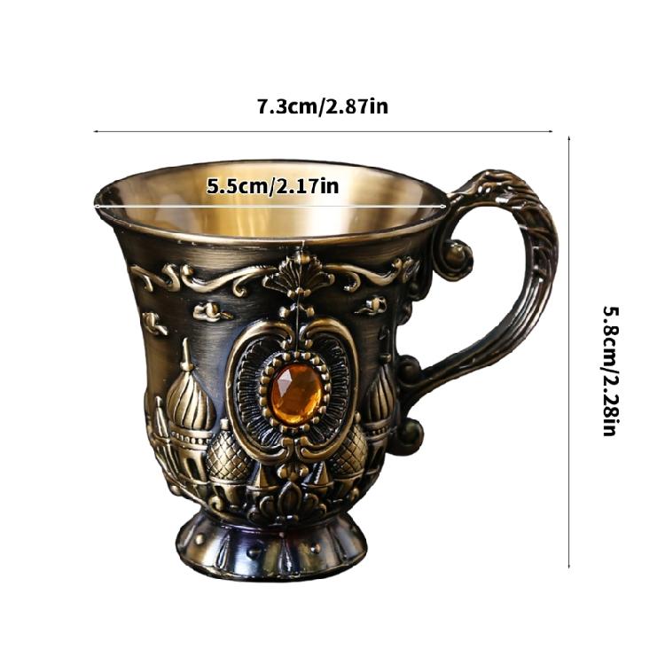 Metallkelche Kelch Aufwendige Schnitzerei Weintrinkbecher mit Griff Schnapsgläser Mittelalterliche Barartikel Partydekorationen Geschenk