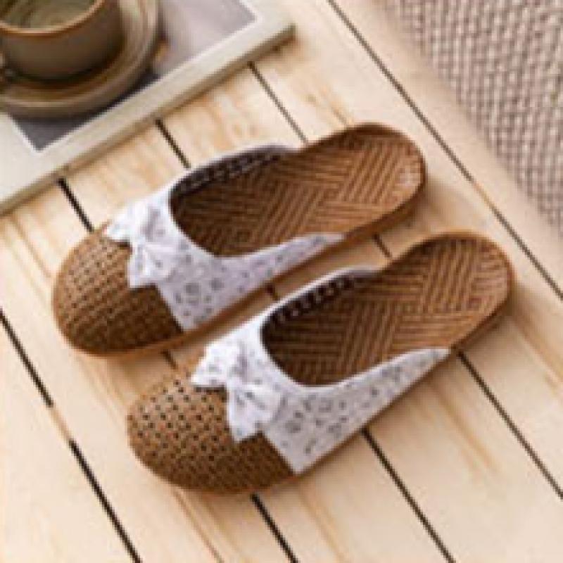 [Shop  ] Women S Summer Flower Ribbon Rattan meSh Indoor And Outdoor SlipperS Won wSe Wfi24l9
