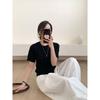 Round-neck Short-sleeved Hollowed-out Knitted Top for Women In The New Summer Style