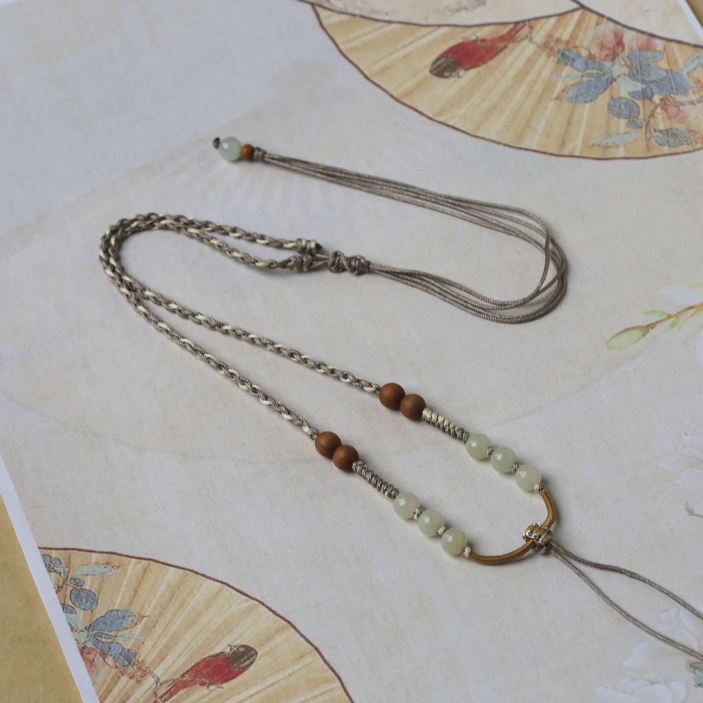 Exquisite Jade Pendant Necklace with Thin Red Rope for Men and Women