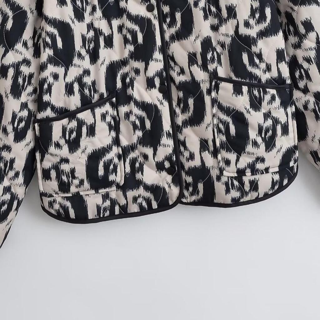 2024 Autumn Women's Cotton Animal Print Jacket - European & American Style Fashion