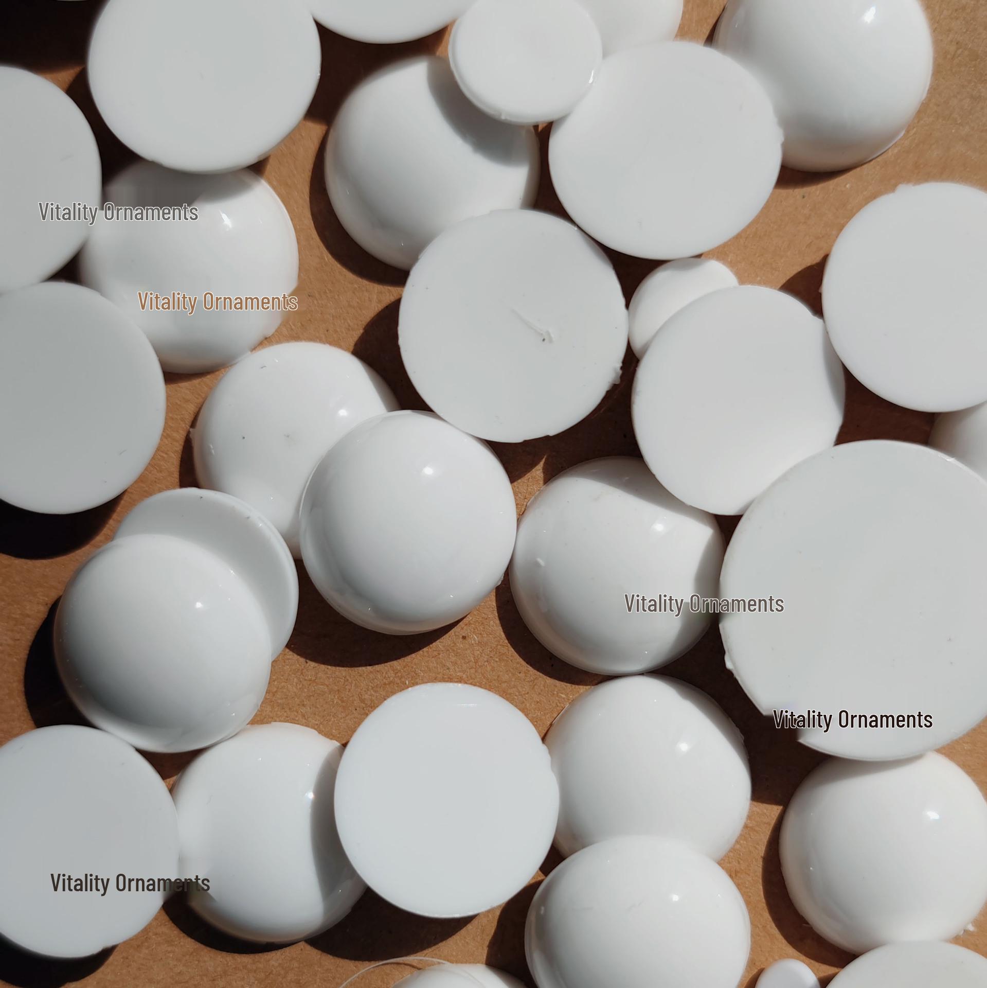 

2D White Water Decal Eye Patch Beads, 20mm Glossy Flat Back Acrylic Eyes, Semi-Circular, No Holes. 6mm One Piece