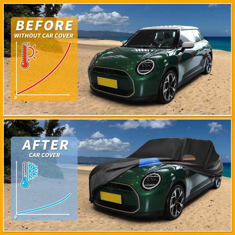 Motoforti All-Weather Waterproof Car Cover - UV-Resistant Outdoor Full Exterior Protection for Mini Cooper 2DR 210D-PU