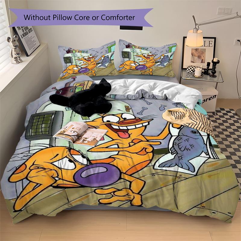 Cat Fish Bedding 3 Piece Set HD Print Duvet Cover Pillowcases for Teens Adult Bedroom Decoration Christmas Gift
