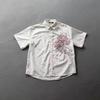 GLYDE Mode Nouvelle Chemise Homme Coupe Ample Broderie Fleur de Cerisier Chemise Décontractée Manches Courtes