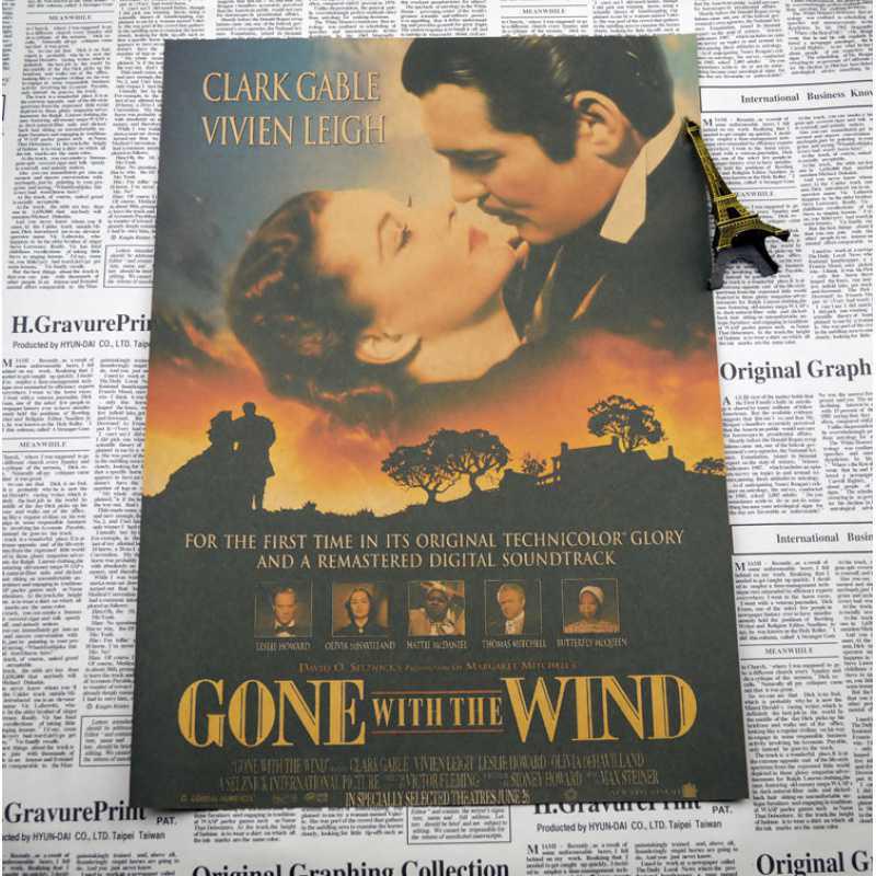 Retro Kraft Paper Poster: Gone with the Wind - Free Shipping Yellow Kraft Paper (No Glue) 30X42 cm