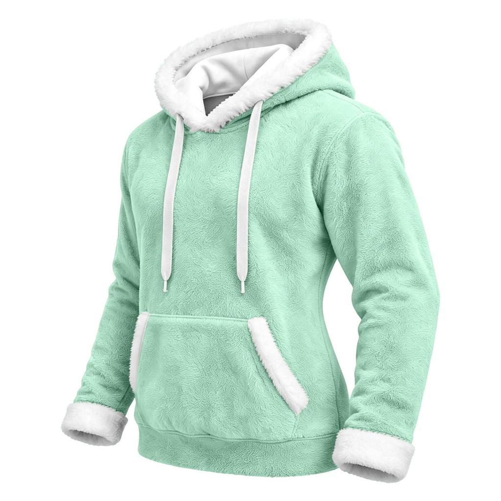 Flannel Jacket Women Cozy  Hooded Sweatshirts Unisex Plus Size Long Sleeve Coat Winter Soft Warm Pullover