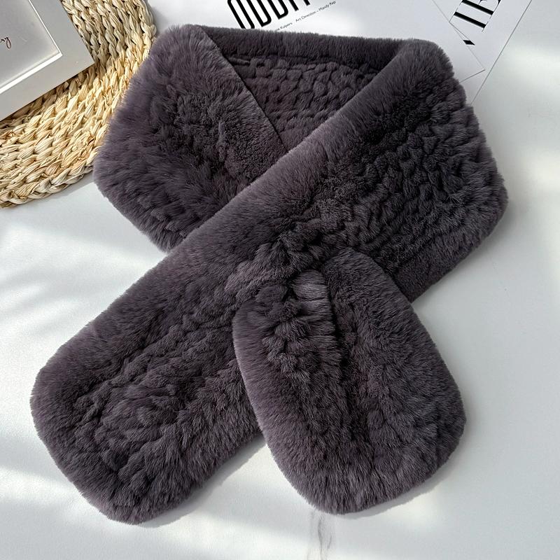 Otter Rabbit Scarf Women's Temperament Versatile Cute Neck Pad Thickened Warm Scarf Reversible Real Wool Woven Fur Collar
