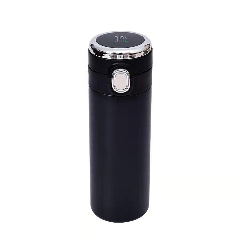 Large Capacity Smart Temperature Display Stainless Steel Thermos Mug - Flip-Top Pea Cup with Light Luxury Finish 320ml умный черный