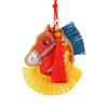 3D Horse Head Embroidery Pendant Keychain: Year of the Horse Cultural Ornament