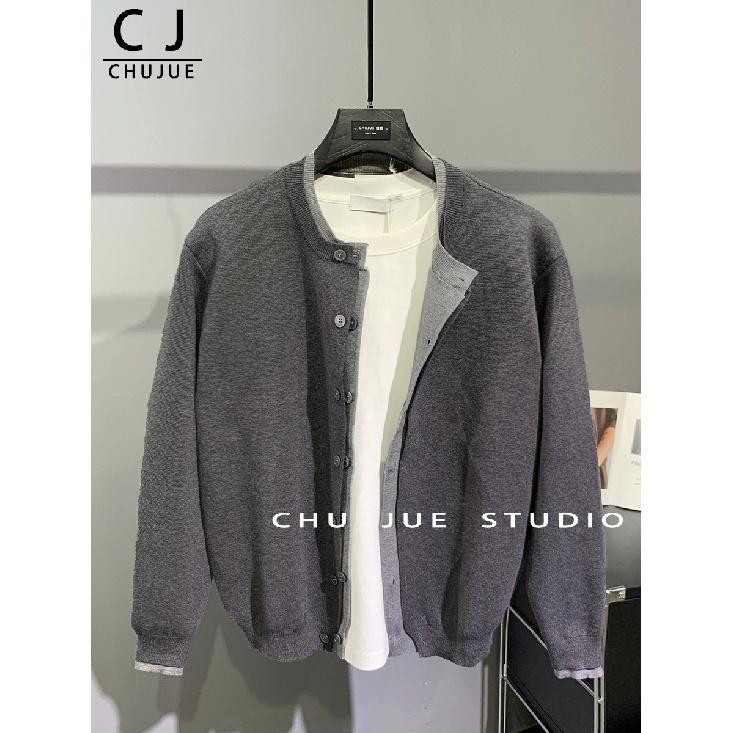 

Кардиган свитер мужской осенне-зимний круглый вырез корейский стиль модный простой повседневный свободный свитер пальто теплый модный 3XL темно-серого