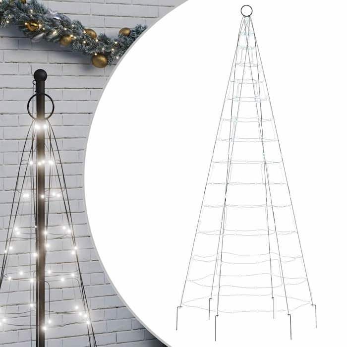 VidaXL LED Christmas Tree On Flagpole 200 LEDs White 180 Cm, Christmas Decoration, LED Light, Christmas Light 358109