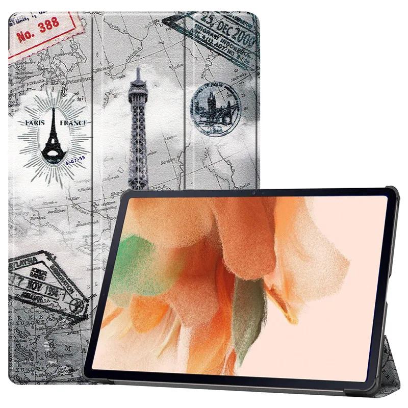Surfplatta för Samsung Galaxy Tab S7 FE Fodral 12.4 SM-T730 Tri-Folding Smart Shell För Samsung Tab S7 Plus Cover Tab S8 Fodral S7 11
