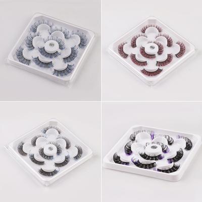 1 Schachtel Falsche Wimpern Dramatischer 3D-Effekt Bunte Farbige Russische Streifenwimpern Wimpernverlängerung Make-up für Frauen