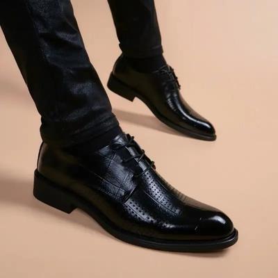 Fashion Breathable In Summer Leather Casual Business Dress Shoes Man Elegant and Classic 2024 Style Clothing Not New Social Shoe for Men