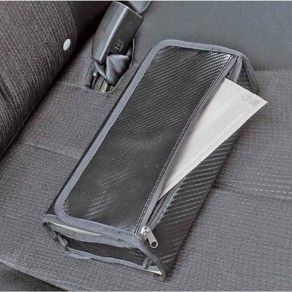 Napolex Fizz Car Tissue Case with Zipper Pocket for Masks and Other Can Fit Plastic Antibacterial and Car Accessory Items, Bags, Odor-Resistant,