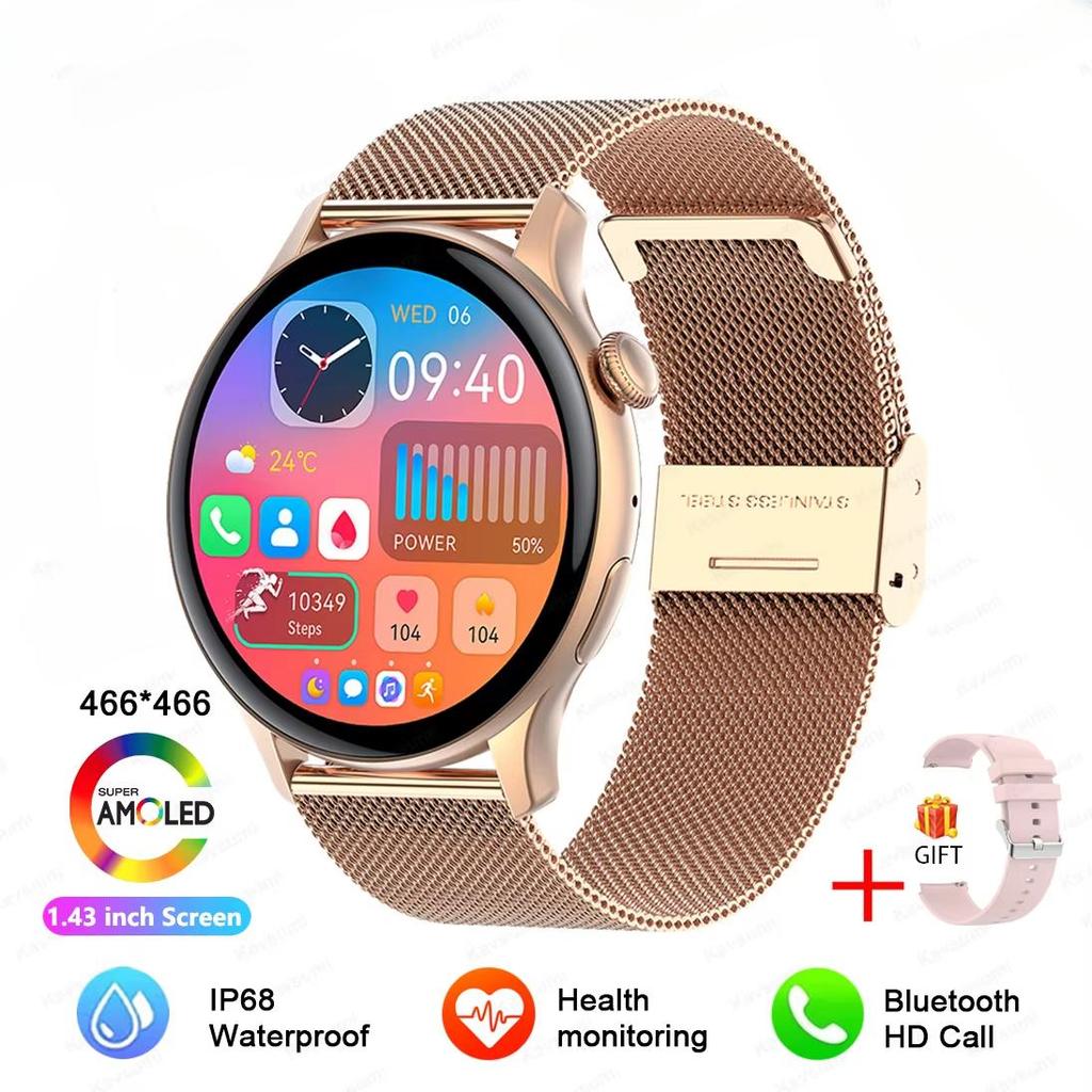 Neue Smartwatch für Damen AMOLED-Bildschirm Zeitanzeige immer an NFC IP68 Wasserdicht Sport Anruf Damen Smartwatch Für Huawei Xiaomi Apple