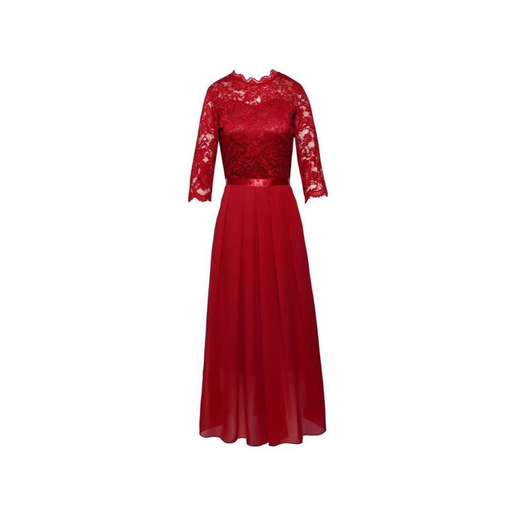 2025 Elegantes Europäisches & Amerikanisches Spitzen Brautjungfern- & Abendkleid für Damen