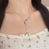 Exquisite Fashionable Necklace Candy Colored Zircon Pendant Women Collarbone Chain Niche Design High-End Atmosphere Banquet