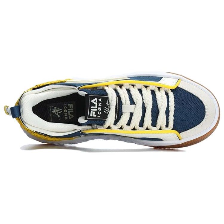 FILA Viva Fabric Non-Slip Shock Absorbing Low-Top Skate Shoes Men Sneakers White Blue F12M323201FBA