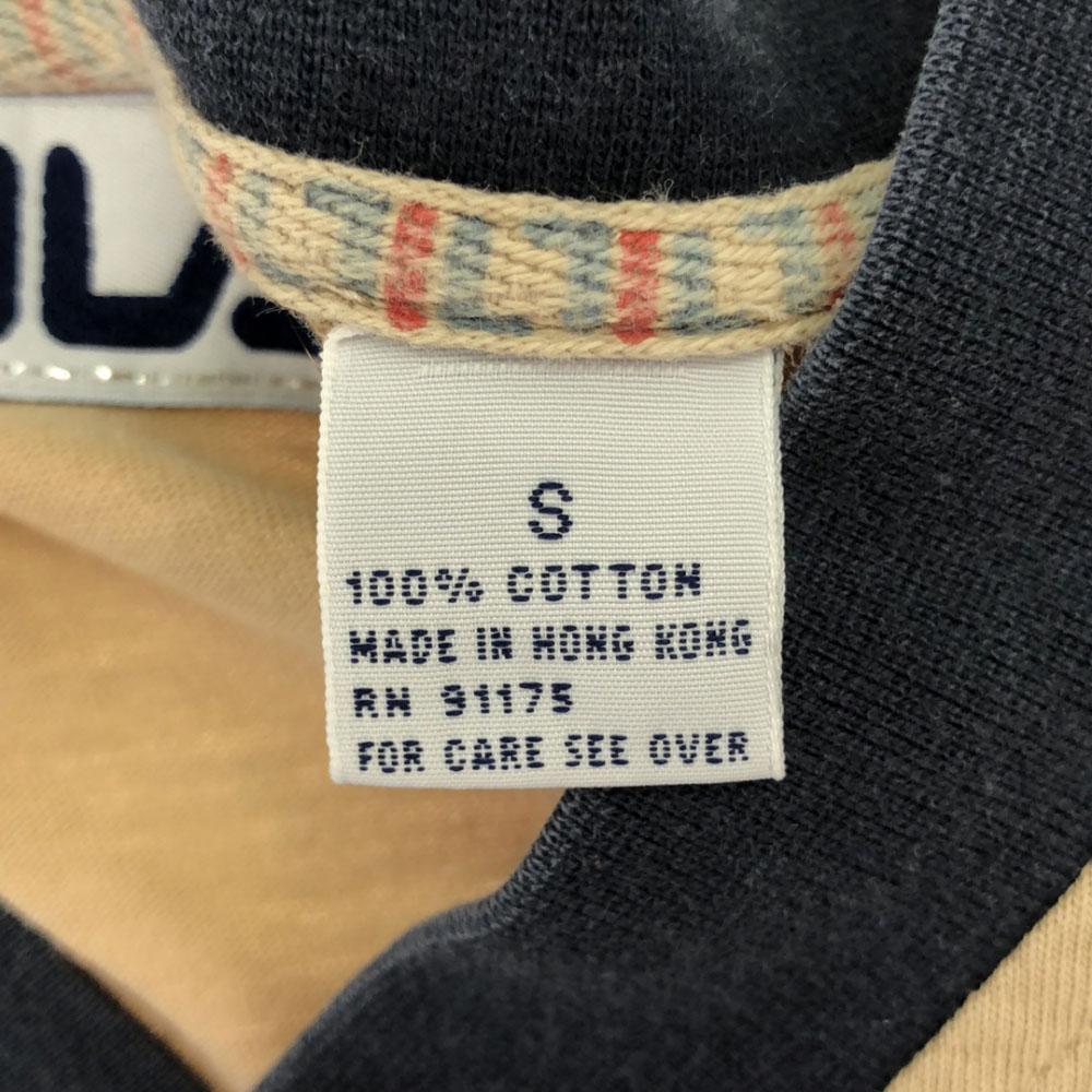 FILA 90s Old Long sleeve V neck T-shirt S Navy system Ron T Men's Used