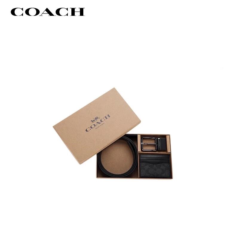 Подарочный набор для мужчин COACH: ремень и визитница 35 мм