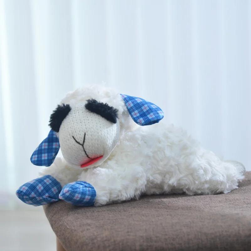 

Plush Dog Toys With Squeaky Lamb Anime Lying Sheep Alpaca Plush Stuffed Interactive Toys For Dog Pet Toy Supplies синій