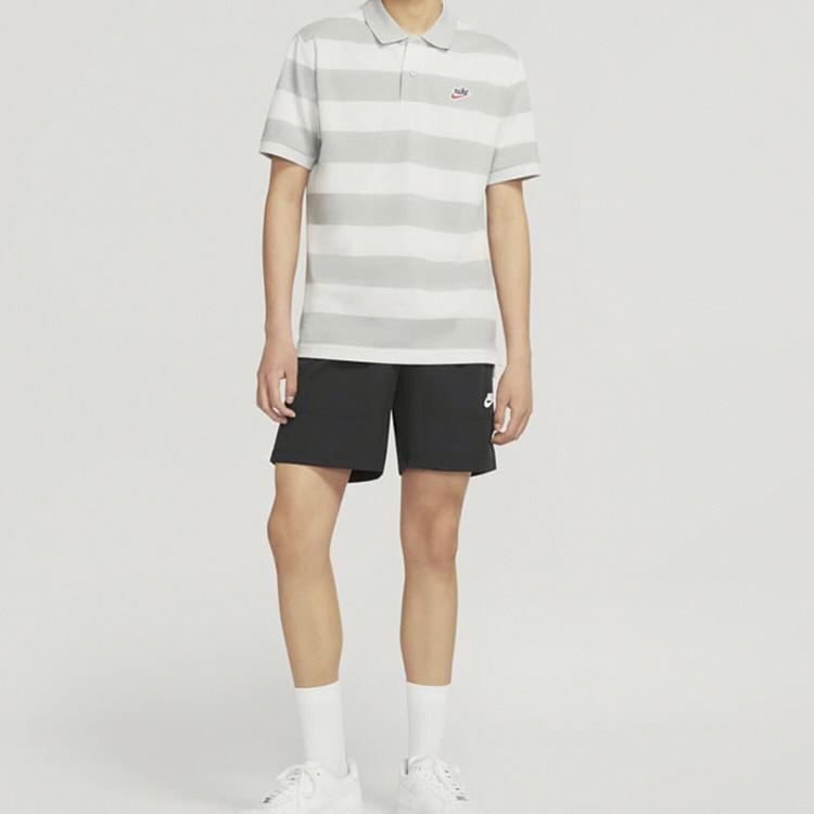 Nike Sportswear Heritage Striped Colorblock Kurzarm-Poloshirt Herren Oberteile Photon-Grau Chiaroscuro-Halo-Gelb CU4433-028