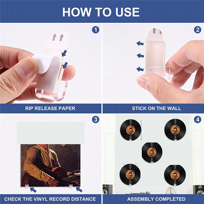 M-Modern-Vinyl Record Wall Mount,18 PCS Acrylic Vinyl Record Holder Self Adhesive Clear Vinyl Display Shelf No Drill