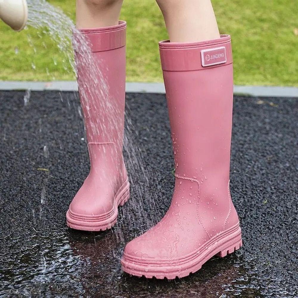 Fashion PVC High Tube Rain Boots Non-slip Thick Bottom Outdoor Water Shoes Rubber Shoes Waterproof Rain Shoes For Women