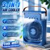 Three-in-one Fan Air Conditioner LED Light Portable Humidifier Air Conditioner Fan 3/4 Wind Speed Outdoor Travel Water Spray Fan