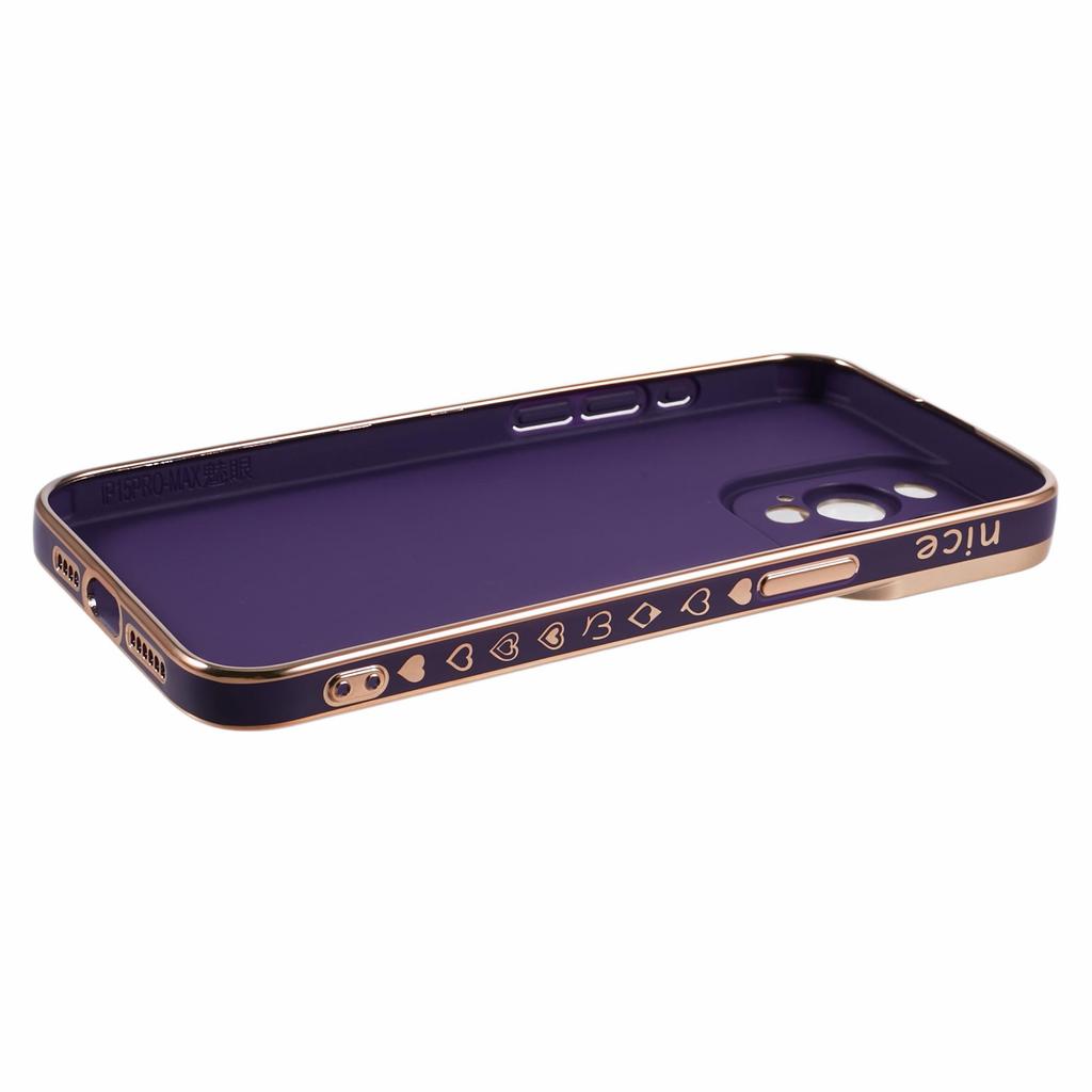 For iPhone 15 Pro Max Case 6D Electroplating Love Heart Anti-Drop TPU Phone Cover