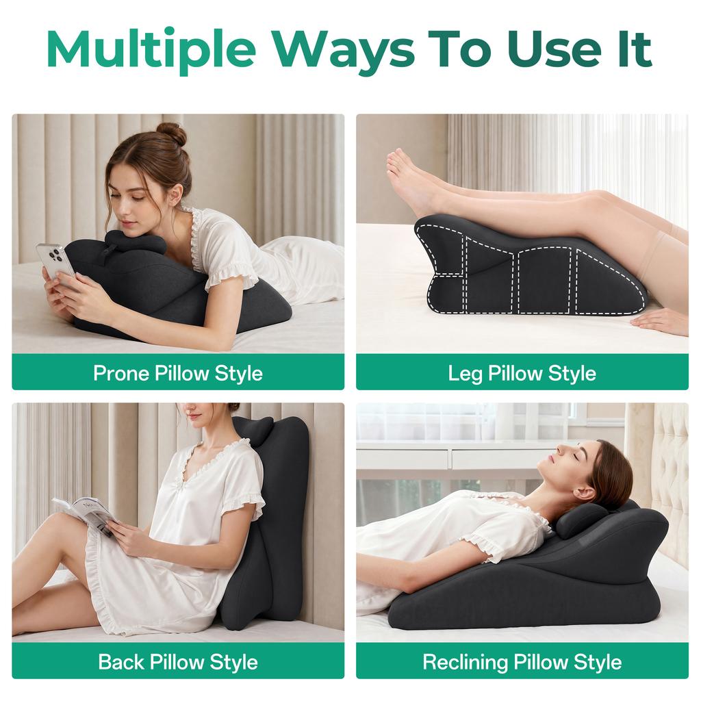 Sex Pillow for Couples – 27° Intimate Wedge Pillow, Memory Foam, for Intimate Positions & Sex Positions, Washable, Couple Pillow, Black