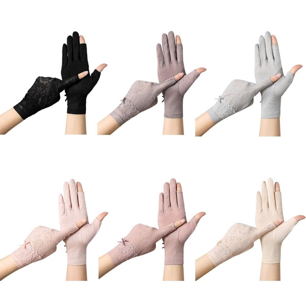 Fashion Summer Sunscreen Gloves Breathable UV Protection Anti-UV Mittens Thin Anti-slip Cycling Driving Gloves Running