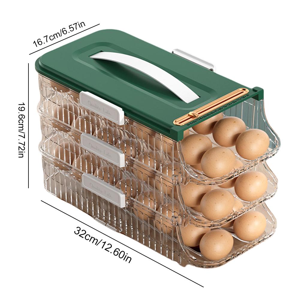 Fridge Egg Dispenser Space Saving Fridge Egg Rack 1/2/3 Layer Rolling Eggs Dispenser Organizer for Refrigerator Kitchen Cabinets