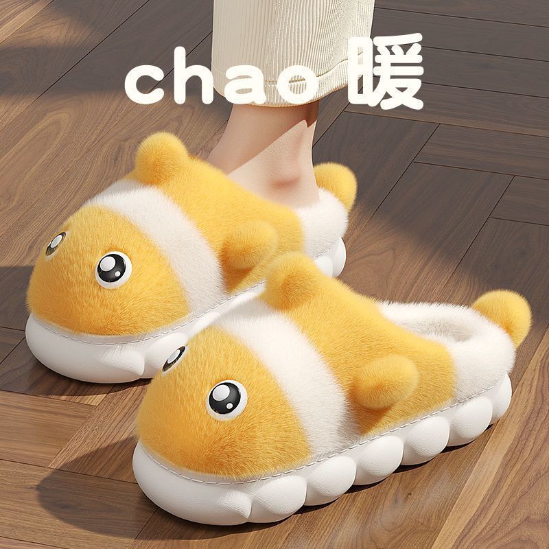 Children's cotton slippers Girls and boys Winter cute home indoor non-slip velvet warm parent-child cotton slippers outer wear
