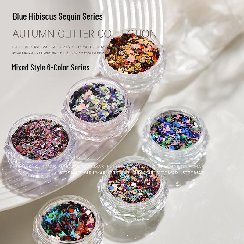 Sweet Style Nail Art: Mixed Glitter & Sequins Set - Coarse & Fine Irregular Shapes