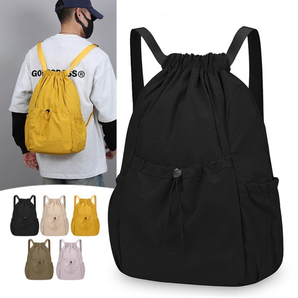 Korean Style Travel Backpack Solid Color Student Schoolbag Casual Drawstring Backpack  Sports