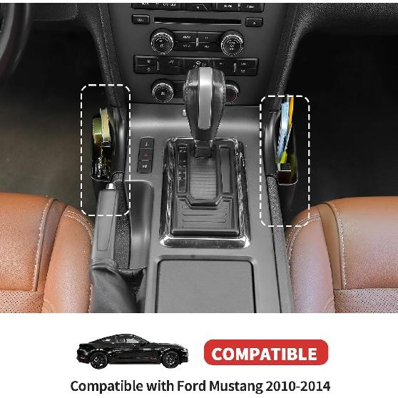 Gear Shifte Console Side Storage Box Compatible with Ford Mustang 2010-2014, Shifter Side Organizer Tray Interior Accessories(Black)