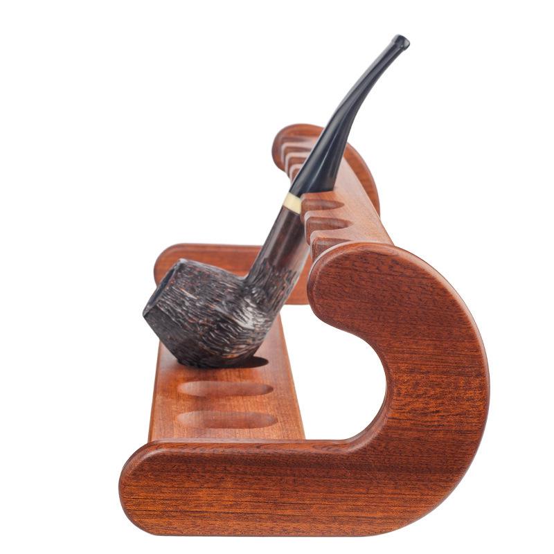 Sapele Solid Wood 8-Position Pipe Display Stand